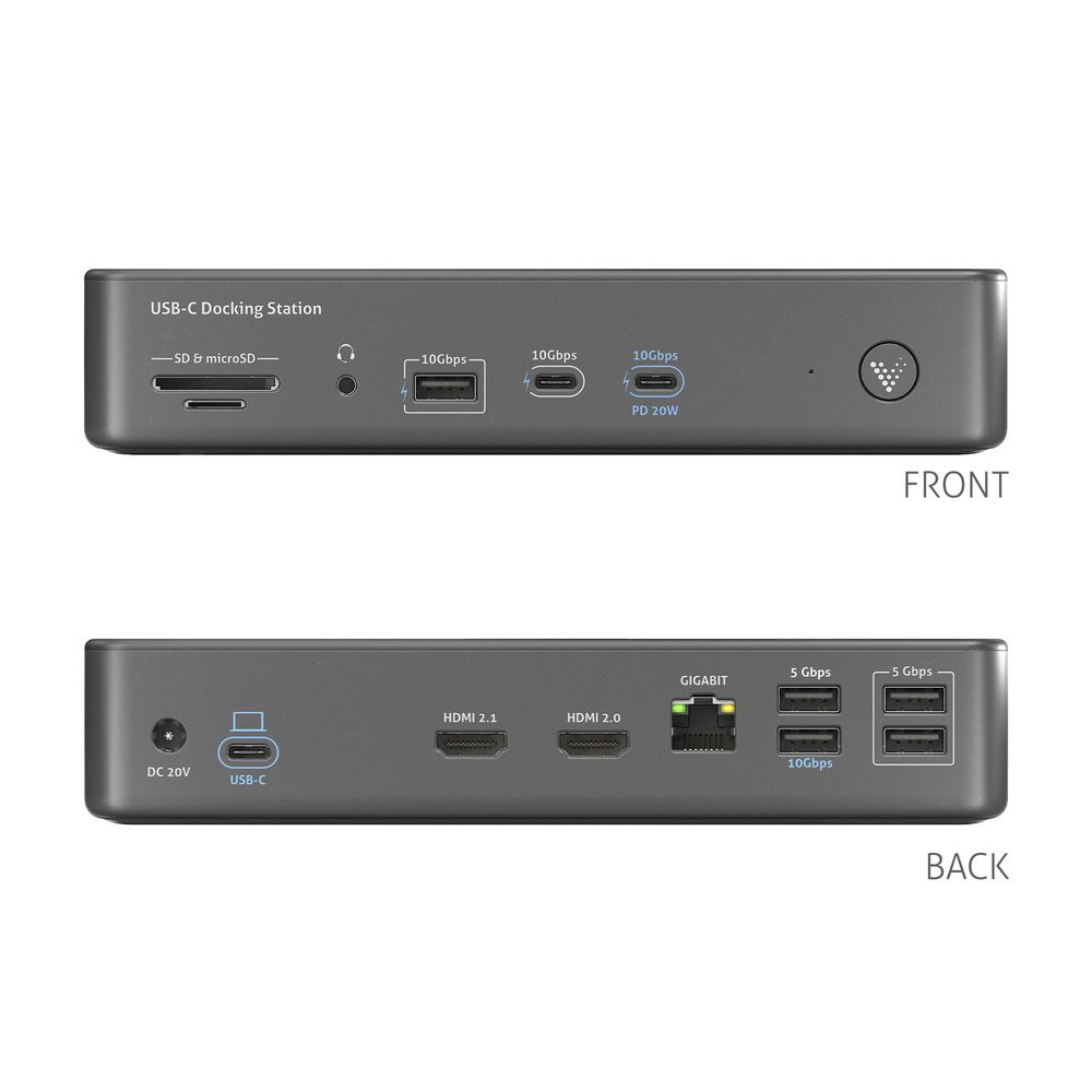 VL-D200 Док-станція 14-в-1 USB-C-1x HDMI 2.1 8K30,1x HDMI 2.0 4K60, USB4 Gen3 100W PD,вихід 2 екрани