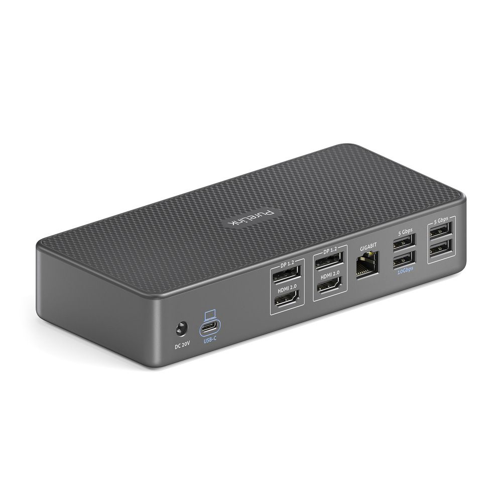 VL-D210DL Док-станція Vuelogic 14-в-1 USB-C DisplayLink: вхід USB 3.2 Gen2 із заряджанням PD 100 Вт, швидкість передачі даних 10 Гбіт/с, вихід на подвійний екран HDMI і DP, 4 порти USB 10 Гбіт/с, Gigabit Ethernet тощо!