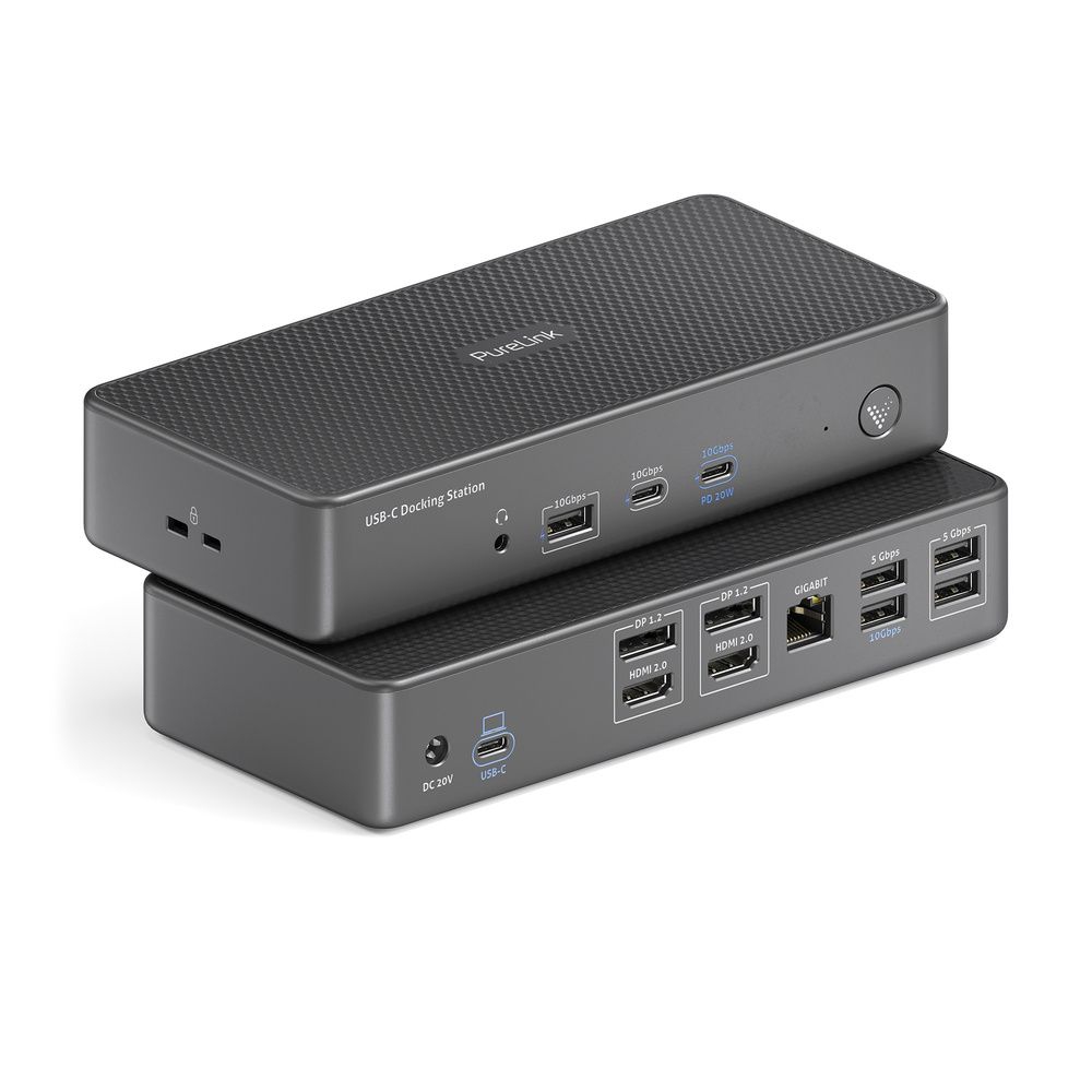 VL-D210DL Док-станція Vuelogic 14-в-1 USB-C DisplayLink: вхід USB 3.2 Gen2 із заряджанням PD 100 Вт, швидкість передачі даних 10 Гбіт/с, вихід на подвійний екран HDMI і DP, 4 порти USB 10 Гбіт/с, Gigabit Ethernet тощо!