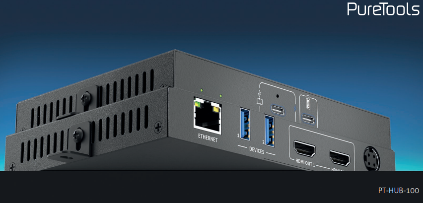 PT-HUB-100 Док-станція ProAV USB-C в режимі - 4K (60 Гц 4:4:4) USB-C + 100 Вт PD Подвійний вихід 4K HDMI, USB3.2 і Ethernet