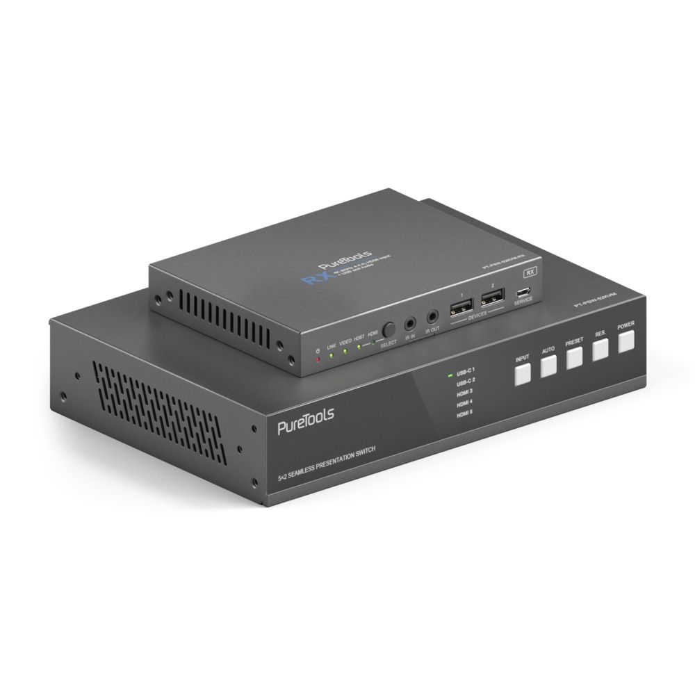 PT-PSW-52KVM USB-C KVM-перемикач із Dante і Multiview, 4K (60 Гц 4:4:4) через USB-C / HDMI+USB.