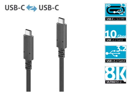 PI6000-050 Активний кабель 8K USB-C до USB-C з E-маркером - USB 3.2 Gen2x1, 3A, 10 Гбіт/с - PureInstall 5.00m
